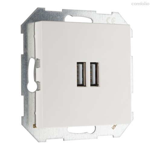 Розетки и выключатели: Устройство зарядное USB (A+A) 3,4А, белое матовое, Classic - Kanlux