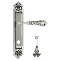 Дверная ручка Venezia Monte Cristo WC-4 на планке PL96 натуральное серебро + черный - Venezia Collezione