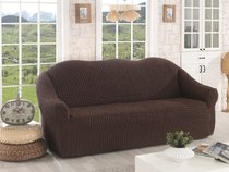 Чехол для дивана "KARNA" трехместный , без юбки, цвет коричневый - Bilge Tekstil