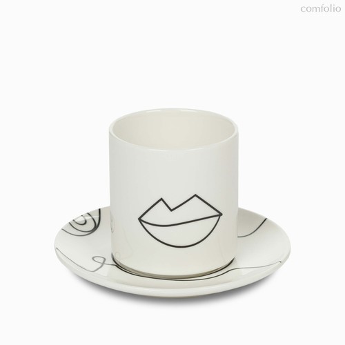 Чайная пара Mouth Cup, цвет белый/черный - Cosmo