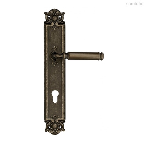 Дверная ручка Venezia Mosca CYL на планке PL97 античное серебро - Venezia Collezione