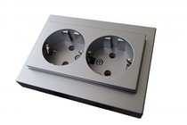 Розетки и выключатели: Розетка двойная с з/к 16А 250В, алюминий, Classic - Kanlux