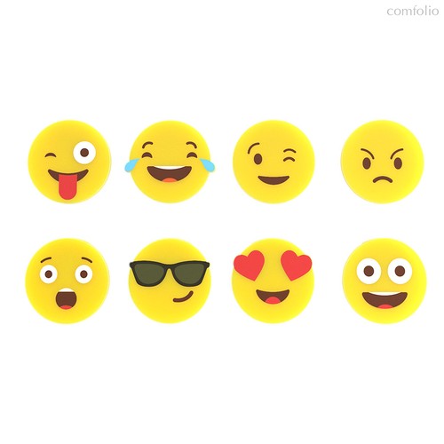 Маркеры для бокалов Emoji 8шт., цвет желтый - Balvi
