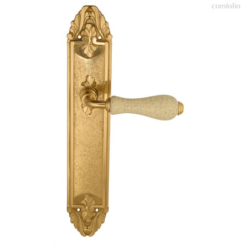 Дверная ручка Venezia Colosseo белая керамика паутинка на планке PL90 полированная латунь - Venezia Collezione