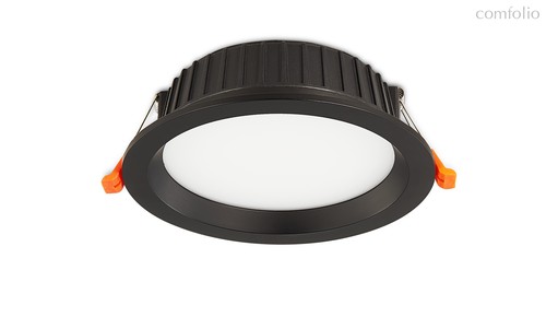 LED Ritm cветильник встраиваемый, 15W, 1425Lm, 4000К, D180xH58мм, IP44, 120°, Ra>80, монтаж. D155мм, корпус черный +источник питания. - Donolux