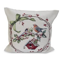 Наволочка Mix&Match Home Зимний пир Скворечники 45х45 см, гобелен, бежевый - Mix&Match