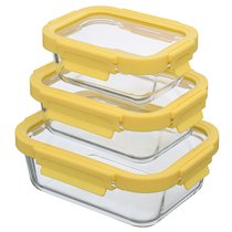 Набор из 3 прямоугольных контейнеров для еды желтый - Smart Solutions