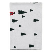 Плед вязаный с новогодним рисунком Лыжники из коллекции New Year Essential,130х180 см - Tkano