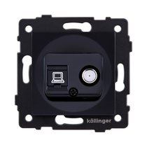 Розетка двойная спутниковая SAT + RJ45 Cat.6, черный Kollinger REA-022BK для Aspekt, Eleganz, Reflex - Kollinger