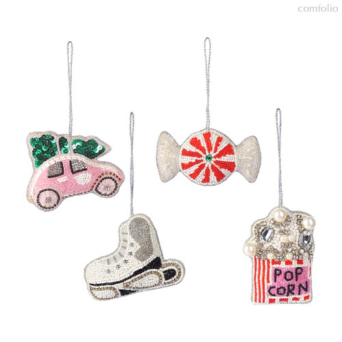 Набор елочных украшений Christmas jewels из коллекции New Year Essential, 4 шт. - Tkano