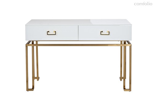 Консоль 2 ящика белая/золото 120x42x77см - Garda Decor