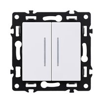 Выключатель 2-клавишный проходной 10А/250В с LED подсветкой, белый Kollinger Asthetik AS-011WH - Kollinger