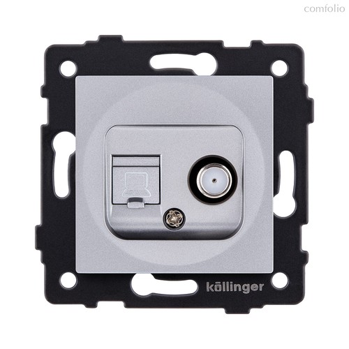 Розетка двойная спутниковая SAT + RJ45 Cat.6, серый Kollinger REA-014GY для Aspekt, Eleganz, Reflex - Kollinger