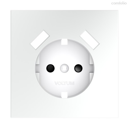 Накладка для розетки с заземлением и защитными шторками, с USB A+A, S70 белый матовый - Voltum