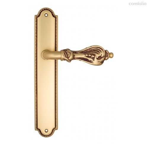 Дверная ручка Venezia Florence на планке PL98 французское золото + коричневый - Venezia Collezione