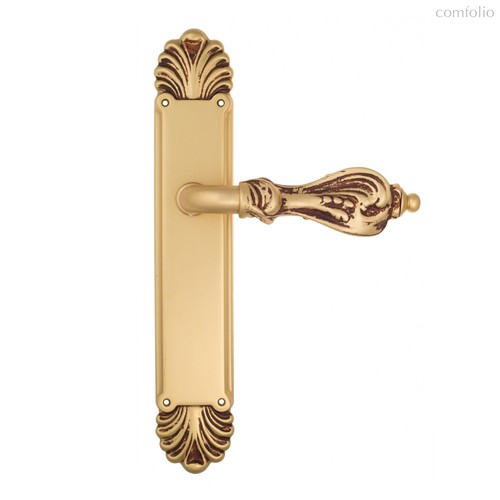 Дверная ручка Venezia Florence на планке PL87 французское золото + коричневый - Venezia Collezione