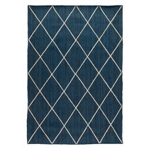 Ковер из джута темно-синего цвета с геометрическим рисунком из коллекции Ethnic, 160x230 см - Tkano