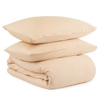 Комплект постельного белья двуспальный из сатина бежево-розового цвета из коллекции Essential - Tkano