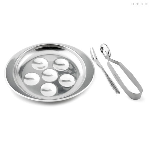 Набор для сервировки улиток Weis 3 предмета: тарелка, щипцы, вилка, сталь нержавеющая - Weis