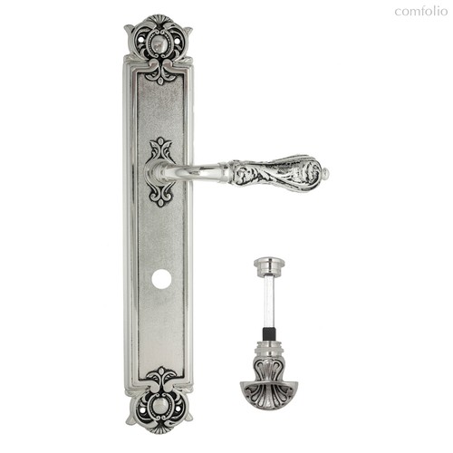 Дверная ручка Venezia Monte Cristo WC-4 на планке PL97 натуральное серебро + черный - Venezia Collezione