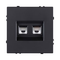 Розетка двойная Ethernet RJ45 Cat.6, черный матовый Kollinger Eclipse EC-018BK - Kollinger