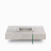 Кофейный столик Beton 119х119, цвет серый/прозрачный - Cosmo