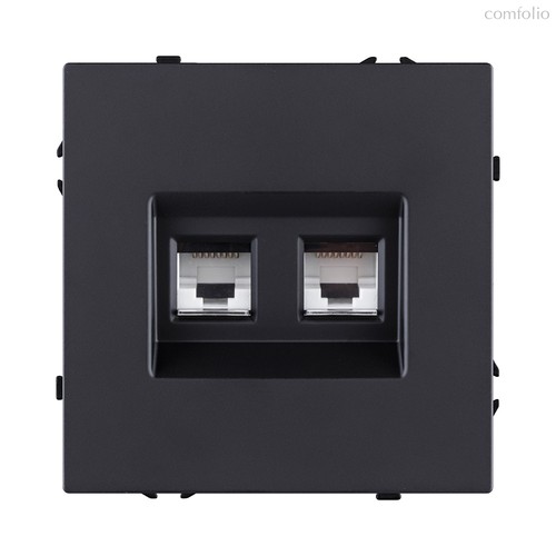 Розетка двойная Ethernet RJ45 Cat.6, черный матовый Kollinger Eclipse EC-018BK - Kollinger