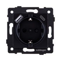 Розетка штепсельная SCHUKO 16A/250 В с USB A+C 20W, черный Kollinger REA-004BK для Aspekt, Eleganz, Reflex - Kollinger