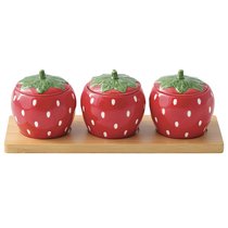 Набор банок для хранения на подставке Jardin Des Fraise, 3шт. - Easy life