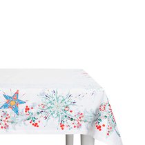 Скатерть прямоугольная Mix&Match Home Счастливая звезда 168х350 см, хлопок, белая с принтом - Mix&Match