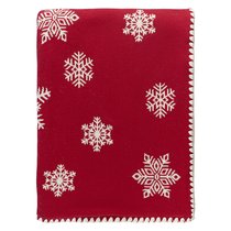 Плед из хлопка с новогодним рисунком Fluffy snowflakes из коллекции New Year Essential, 130х180 см