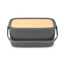 Хлебница с доской Brabantia NIC 40х25 см, темно-серая, пластик - Brabantia