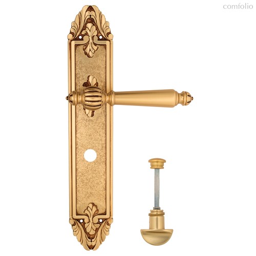 Дверная ручка Venezia Pellestrina WC-2 на планке PL90 французское золото + коричневый - Venezia Collezione