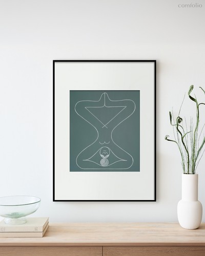 Интерьерный постерMeditar, цвет зеленый - Louvre Home