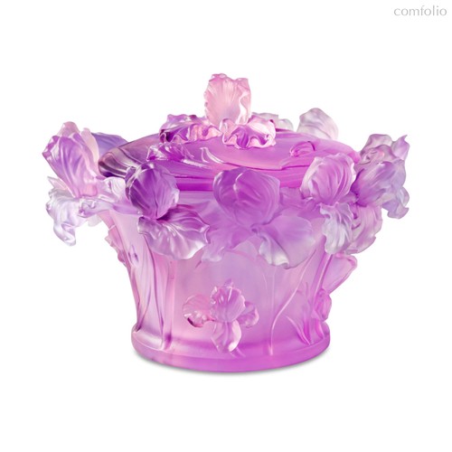 Конфетница Decor de Table Pate de Verre Cristal Ирисы 17 см, хрустальное тесто, фиолетовая, п/к - Decor De Table