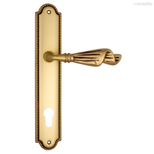 Дверная ручка Venezia Opera CYL на планке PL98 французское золото + коричневый - Venezia Collezione