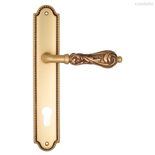 Дверная ручка Venezia Monte Cristo CYL на планке PL98 французское золото + коричневый - Venezia Collezione