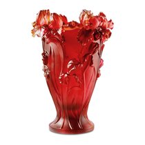 Ваза Decor de Table Pate de Verre Cristal Ирисы 32 см, хрустальное тесто, янтарно-красная, п/к - Decor De Table