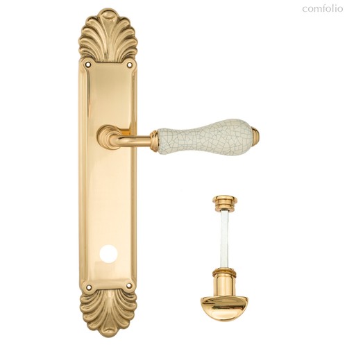 Дверная ручка Venezia Colosseo белая керамика паутинка WC-2 на планке PL87 полированная латунь - Venezia Collezione