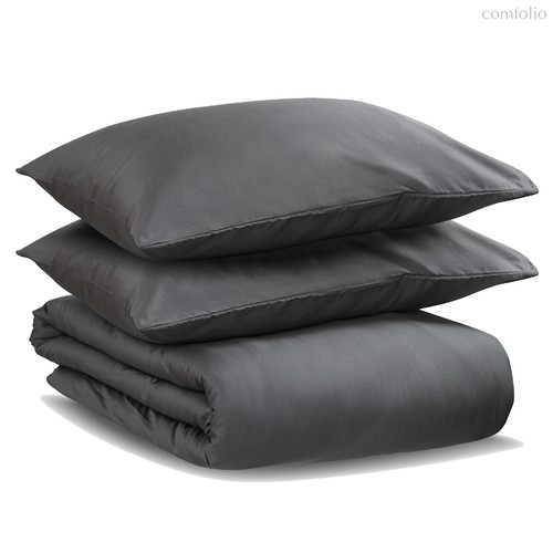 Комплект постельного белья двуспальный из сатина темно-серого цвета из коллекции Wild - Tkano