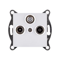 Розетка тройная TV (мама) + TV (папа) + спутниковая SAT, белый Kollinger REA-036WH для Aspekt, Eleganz, Reflex - Kollinger