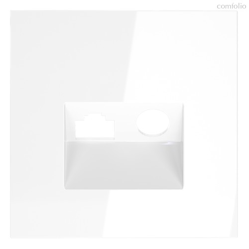 Накладка для розетки TV+RJ45 кат. 6, S70 белый глянцевый - Voltum