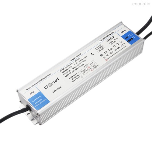 блок питания DALI 250Вт DC24В 10.41А, IP67, 290*73*45мм,, с функцией Push-Dim, PFC >0.95, серия:DN8HF - Donel