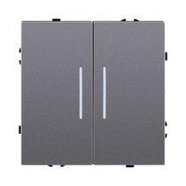 Выключатель 2-клавишный проходной 10А/250В с LED подсветкой, серый Kollinger Eclipse EC-011GY - Kollinger