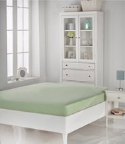Простыня трикотажная "KARNA" на резинке ACELYA 160x200+30 см, цвет светло-зеленый, 2-спальный - Bilge Tekstil
