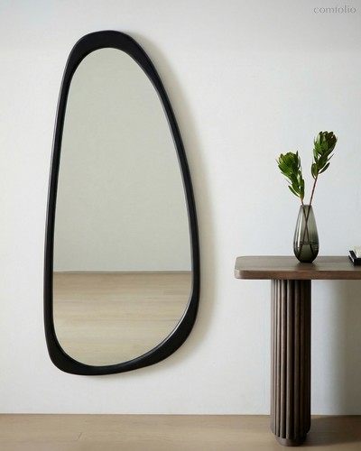 Зеркало в ассиметричной раме Рино, цвет черный - Louvre Home