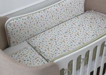 Мягкие бортики для кроватки KIDI soft "Зайчики с желудями" (фисташковый, сатин) - Ellipse
