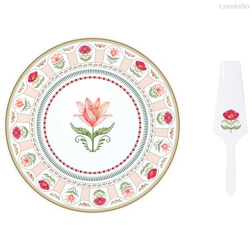 Блюдо для торта с лопаткой Flowery, 31 см - Easy life