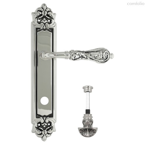 Дверная ручка Venezia Monte Cristo WC-4 на планке PL96 натуральное серебро + черный - Venezia Collezione