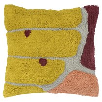 Чехол на подушку с рисунком Tea plantation горчичного цвета из коллекции Terra, 45х45 см - Tkano